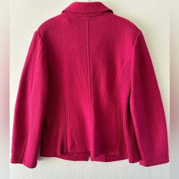 Picadilly Fashions Women's Wool Blend Zip Front Sweater Jacket Fuchsia Large - Picture 2 of 8